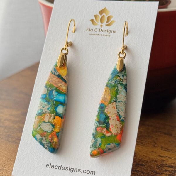 Joyful Bursts - Earrings with Jasper and Gold